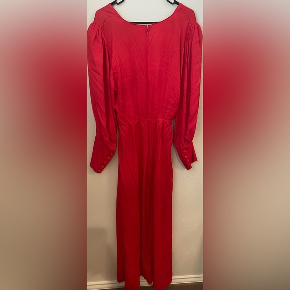 FARM Rio Red Cutout Front Bishop Sleeve Dress - Picture 4 of 10